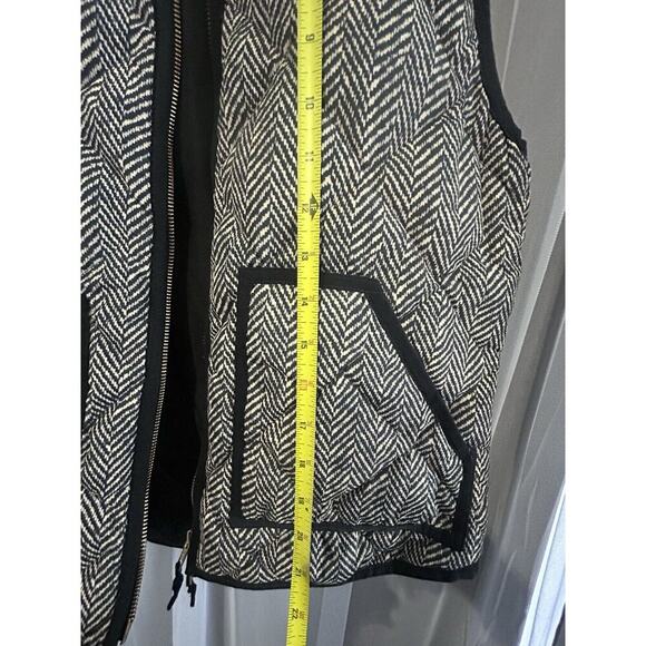 J Crew (S) Down Filled Vest Black Tan Puffer Double Zipper Women’s Size Small - Picture 11 of 15